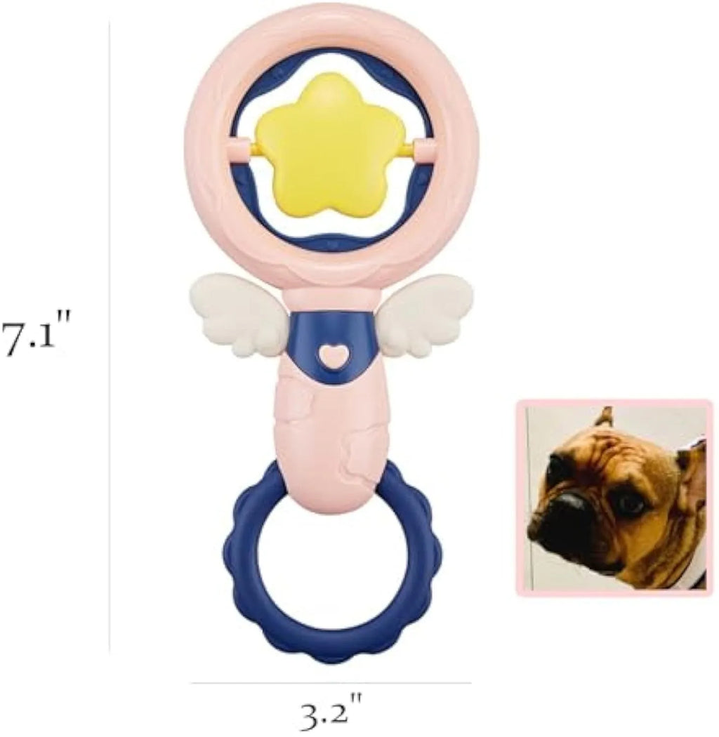 Pink interactive dog toy set for large breeds with chew-resistant squeaky toys and dental cleaning features