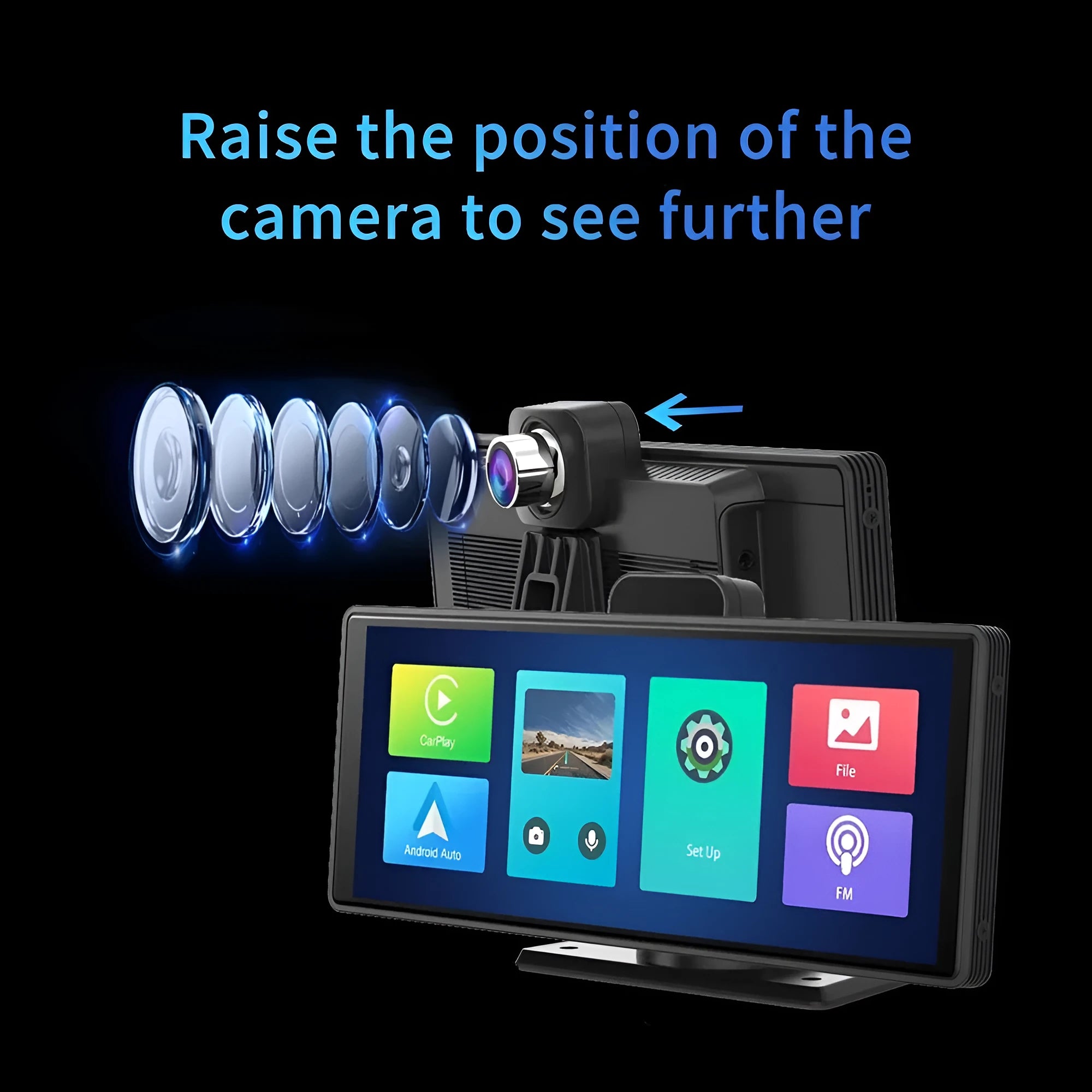 12-inch touch screen car DVR with front and rear cameras for vehicle recording