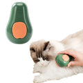 Green rechargeable cat steam brush with water spray nozzle and soft silicone teeth on a white background.