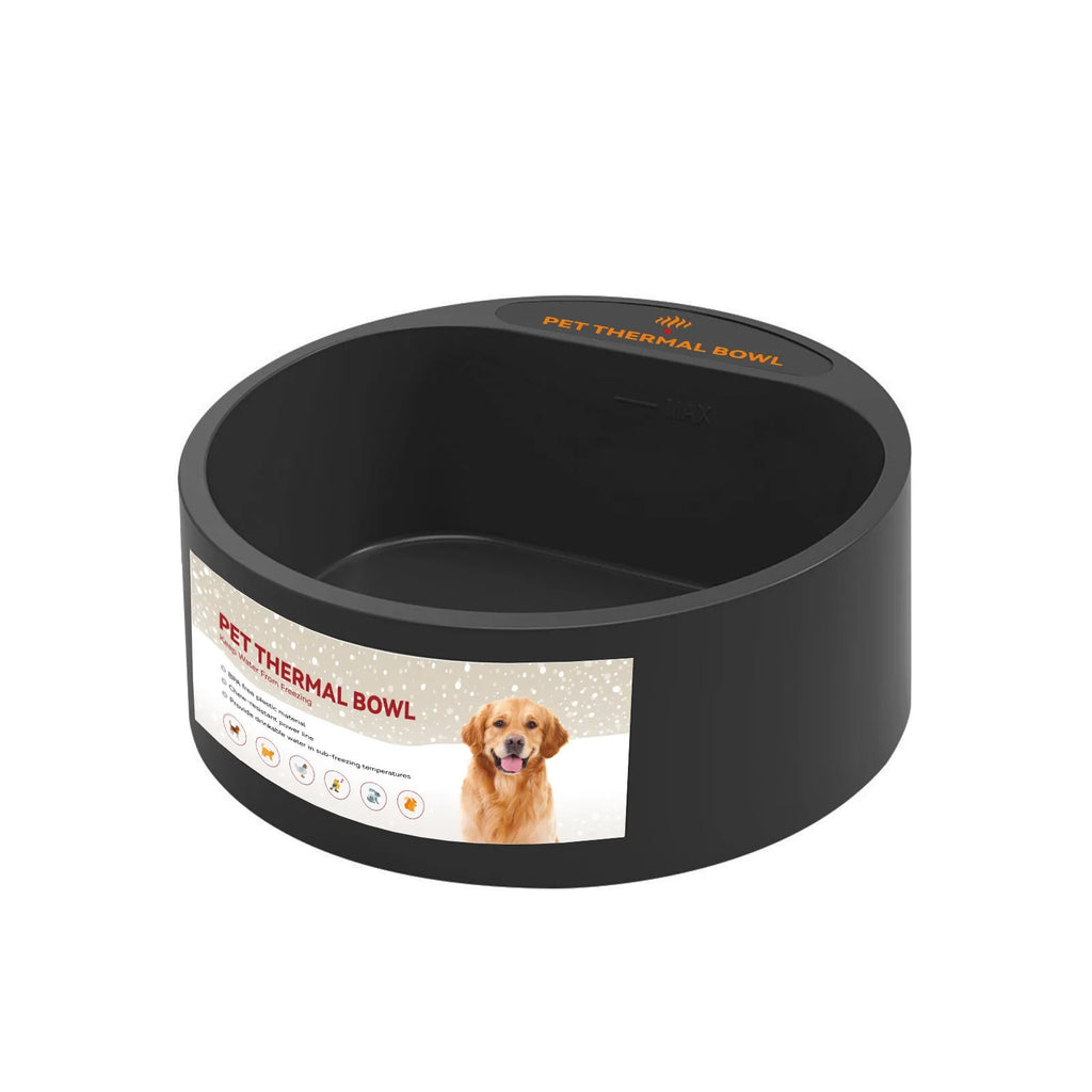 Black ABS plastic pet heating bowl with 2.2 litre capacity for temperature-controlled feeding