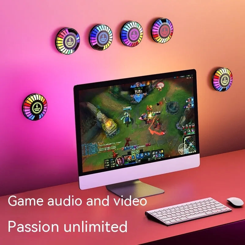 Black desktop magnetic RGB pickup ambience light with ABS housing and 60x60x20cm dimensions