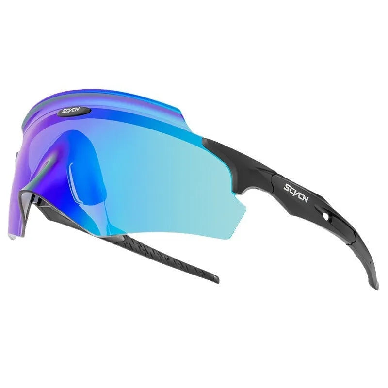 Frameless integrated lens athletic sports glasses in a colourful style.