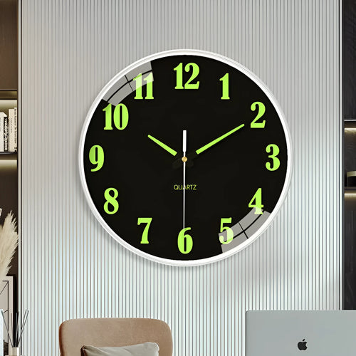 20cm modern luminous wall clock with plastic casing displayed in three colour options