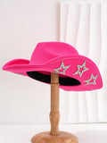 Woolen felt western denim top hat with conical crown and hexagonal star detail in M size 56-58cm.