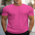 Men's loose fit printed short sleeve t-shirt in polyester bird eye fabric showing front design