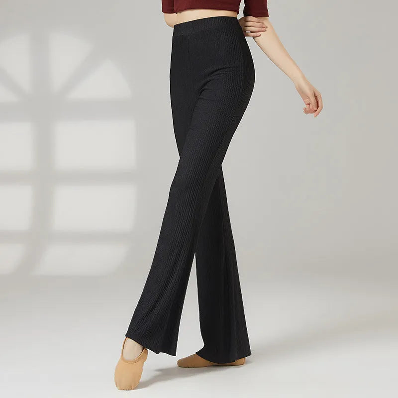 Women's classical dance practice trousers in stretch polyester fabric