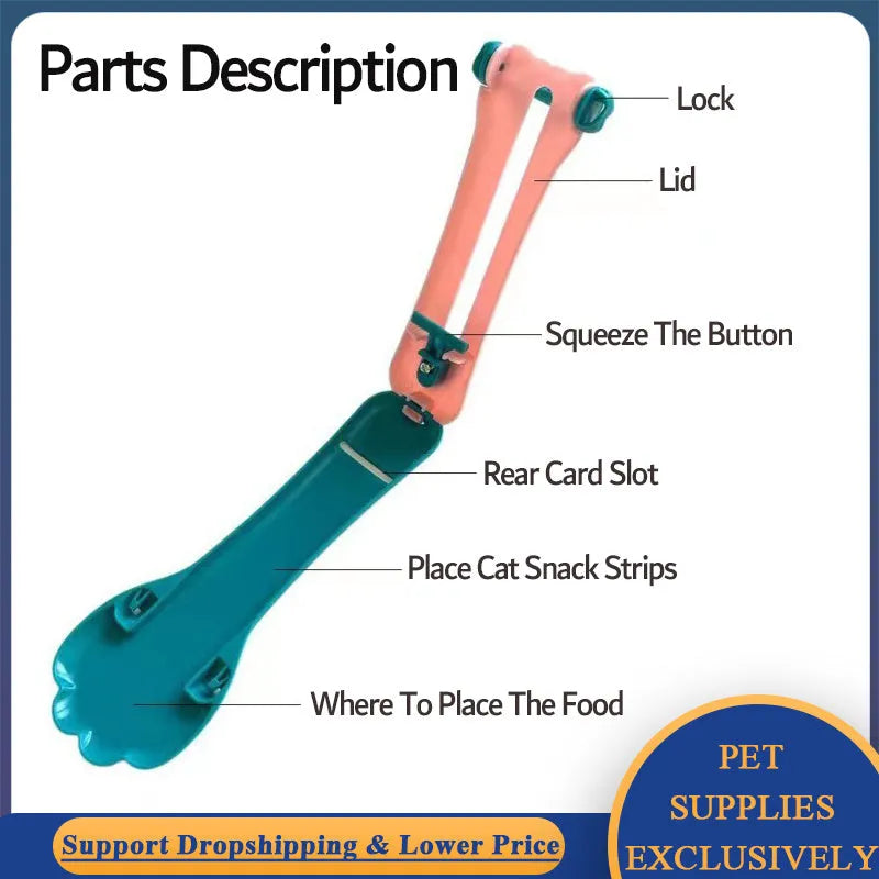 Green and pink pet feed spoon with extrusion design for liquid food and treat dispensing