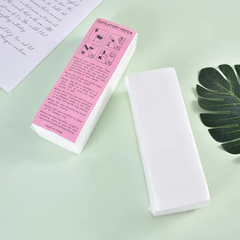 Non-woven hair removal wax strips in a pack for salon and home use