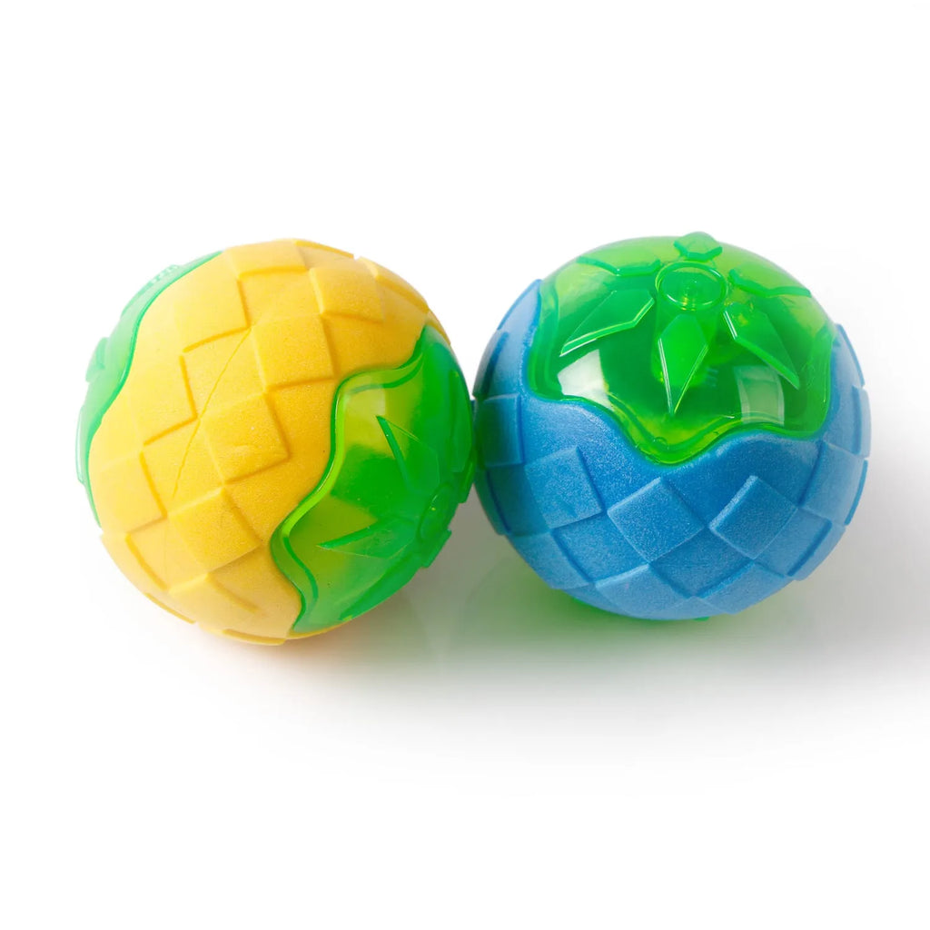 Blue dog toy ball with glow and squeak features, 9 cm TPR floating chew toy for dogs