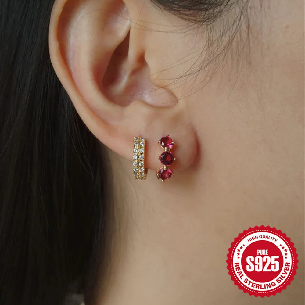 A pair of geometric sunflower drop earrings in sterling silver with inlaid zircon stones, Golden-Three Diamonds colour.