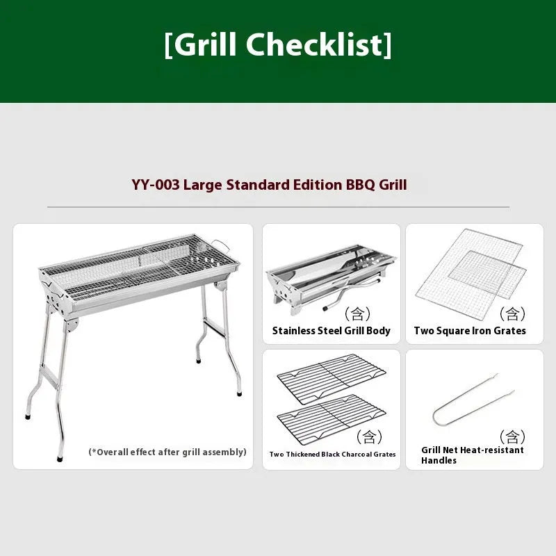 Stainless steel portable barbecue oven with flip design and included grills for outdoor cooking
