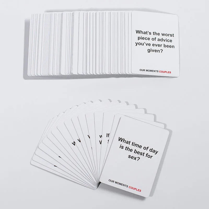 Black gift box of Our Time Lovers Edition communication cards for couples, showing size.