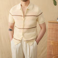 Lapel casual fashion cotton linen short sleeve knitted cardigan in camel and gray sizes M to 3XL