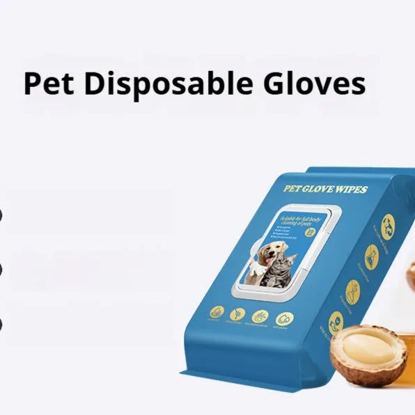 Pack of disposable wash-free gloves for cat bath and grooming