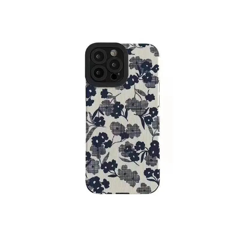 All-inclusive silicone phone case for Apple iPhone with wavy texture anti-falling soft shell and imitation leather finish