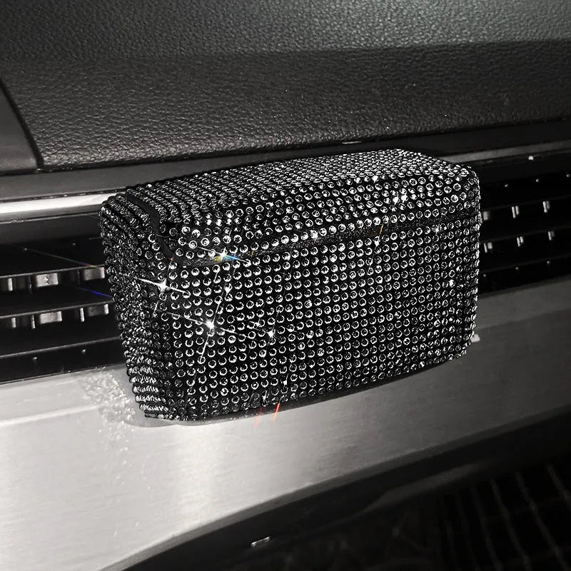 Creative Covered Air Outlet Car Ashtray Plastic Full Diamond Series 10x7x5cm colourful diamond colour