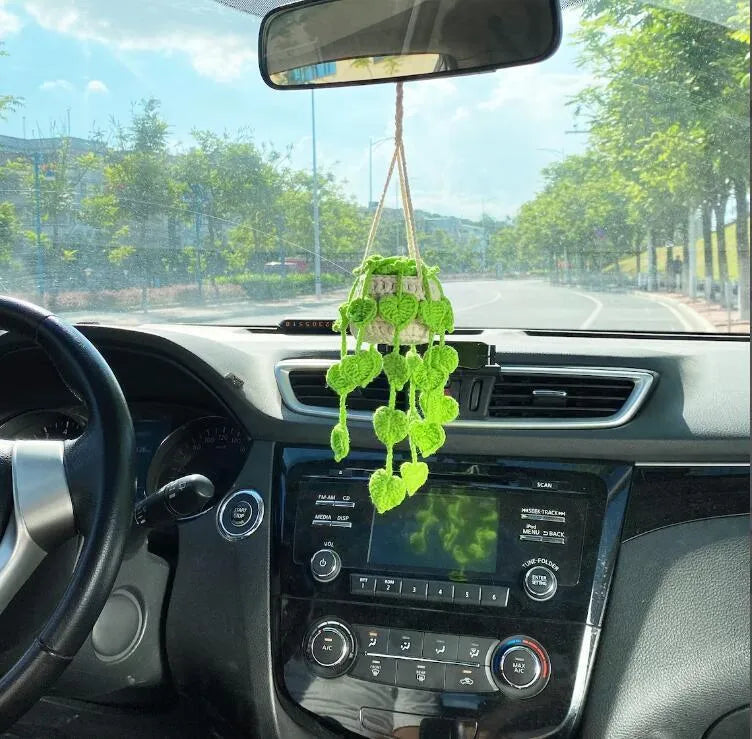Creative car rearview mirror pendant in simple style, chemical fibre, 22cm long, available in six colours