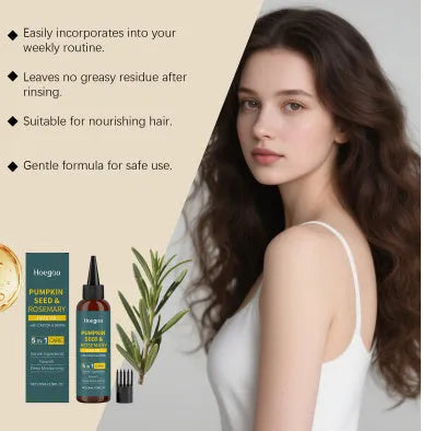 Rosemary hair care essential oil 100 ml bottle with pointed applicator tip and hair comb