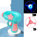 Flying saucer launcher toy with three blue flashing LED discs and target board on blister card