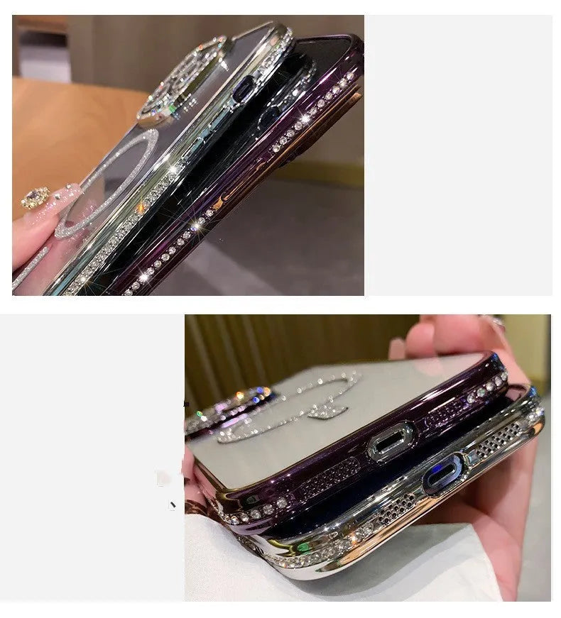 Wireless magnetic iPhone case with soft silicone construction in deep purple colour