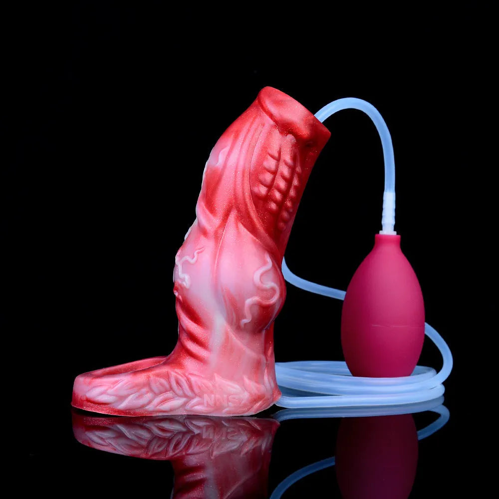 Silicone water spray condom toy with syringe airbag manual control M and L sizes
