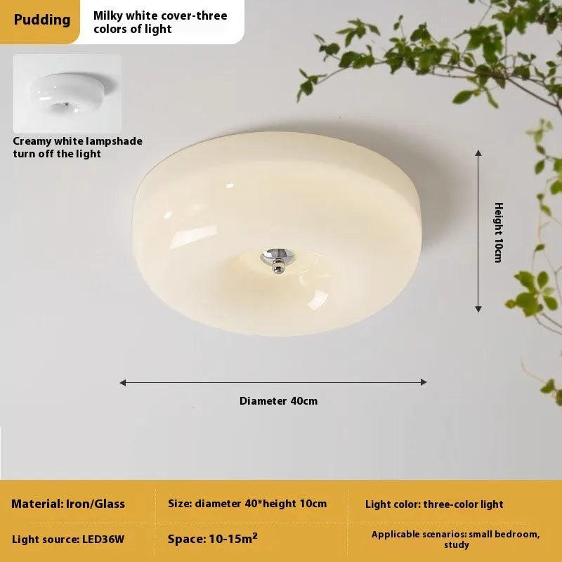 Cream coloured American vintage style bedroom ceiling light with three-colour switching