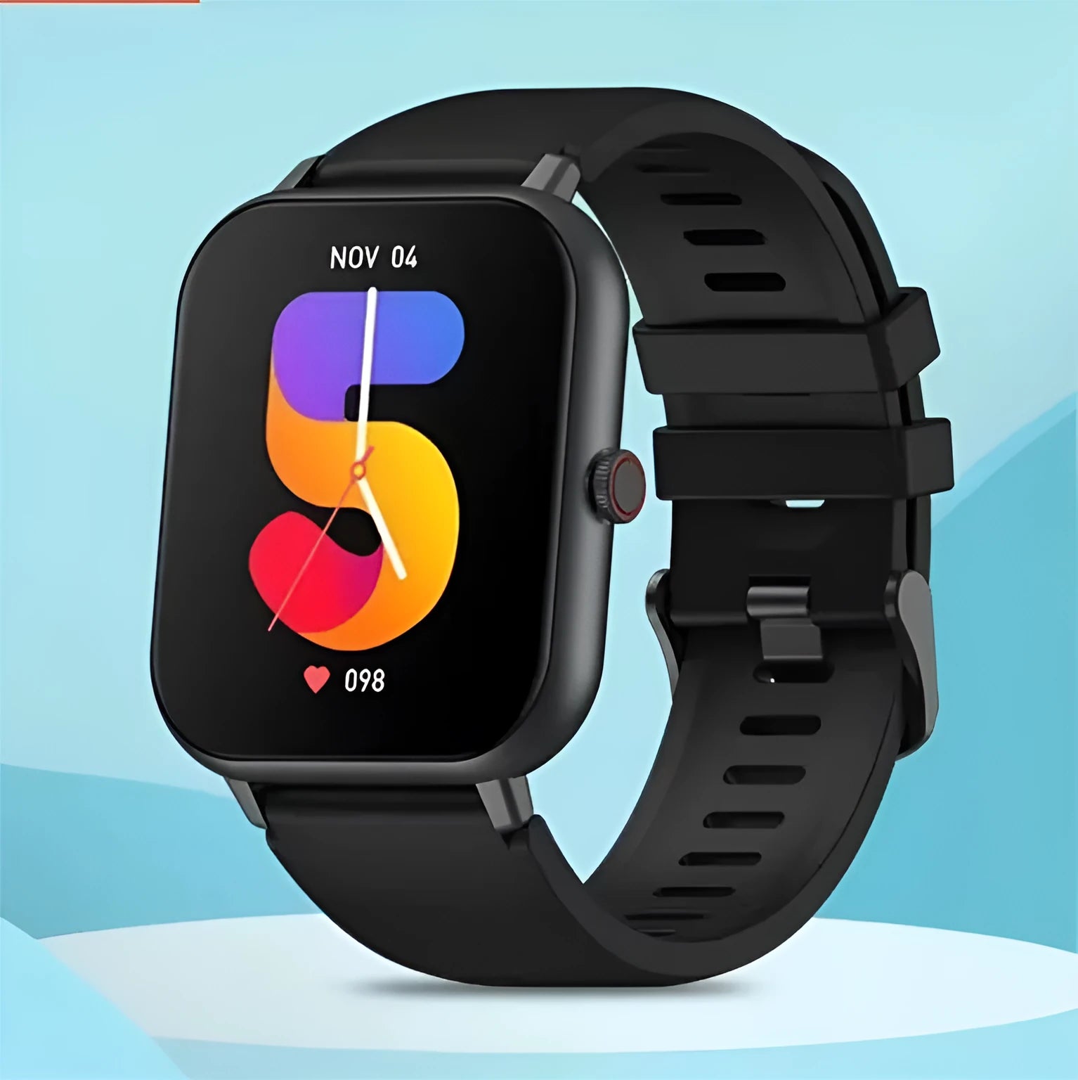 Bluetooth smart watch with heart rate monitor and step counter in black, silver, pink, or khaki colours