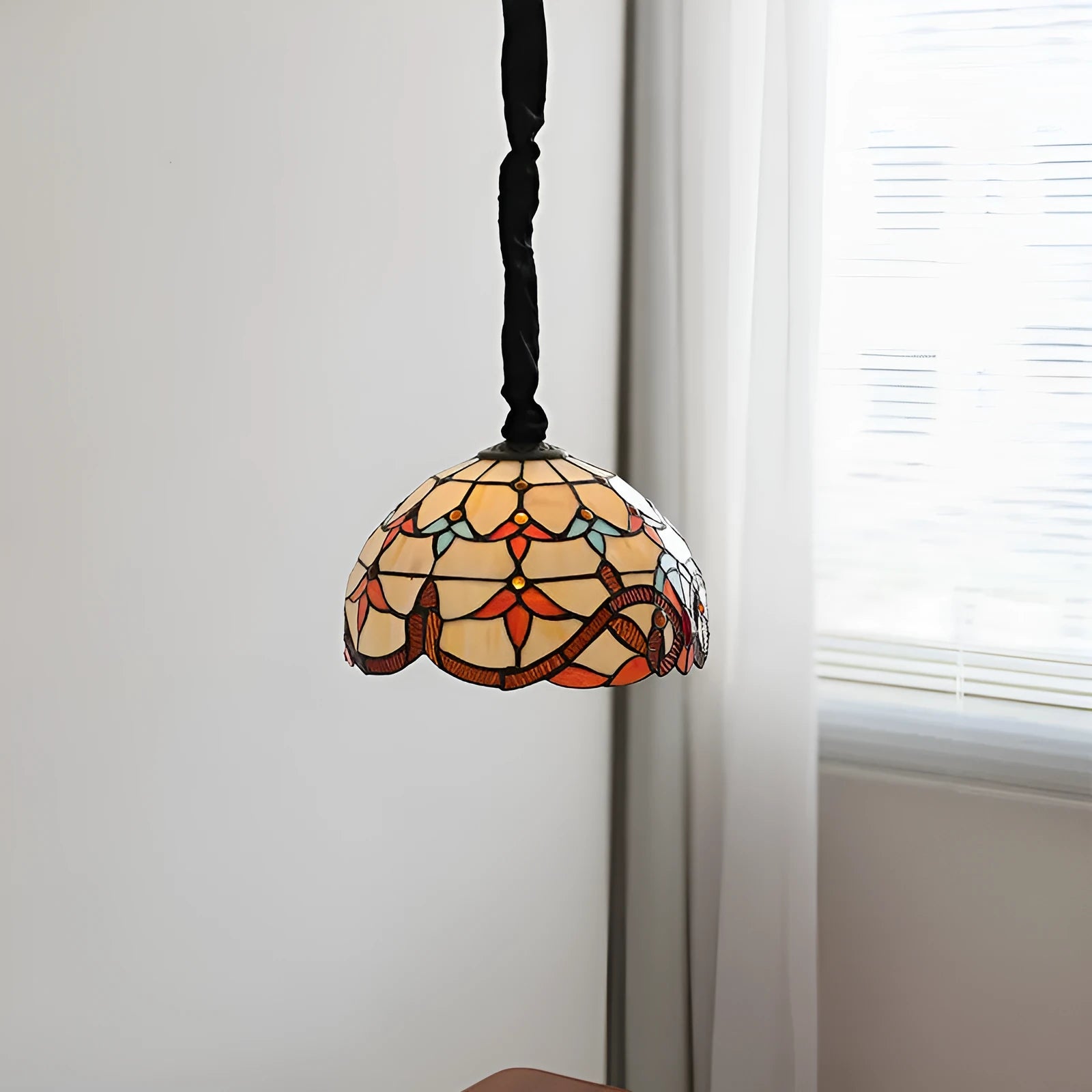 MD1027 hand-woven glass pendant lamp with Mediterranean design, ABS chassis, for bedroom or dining room