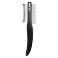 Double-sided stainless steel pet deshedding comb with wood handle for cat or dog grooming, black colour
