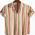 Men's short sleeved shirt with a digital printed pattern in colour 1, made from polyester for summer wear.
