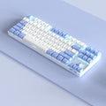 Wireless mechanical keyboard with metal casing and backlit keys in blue-white colour option