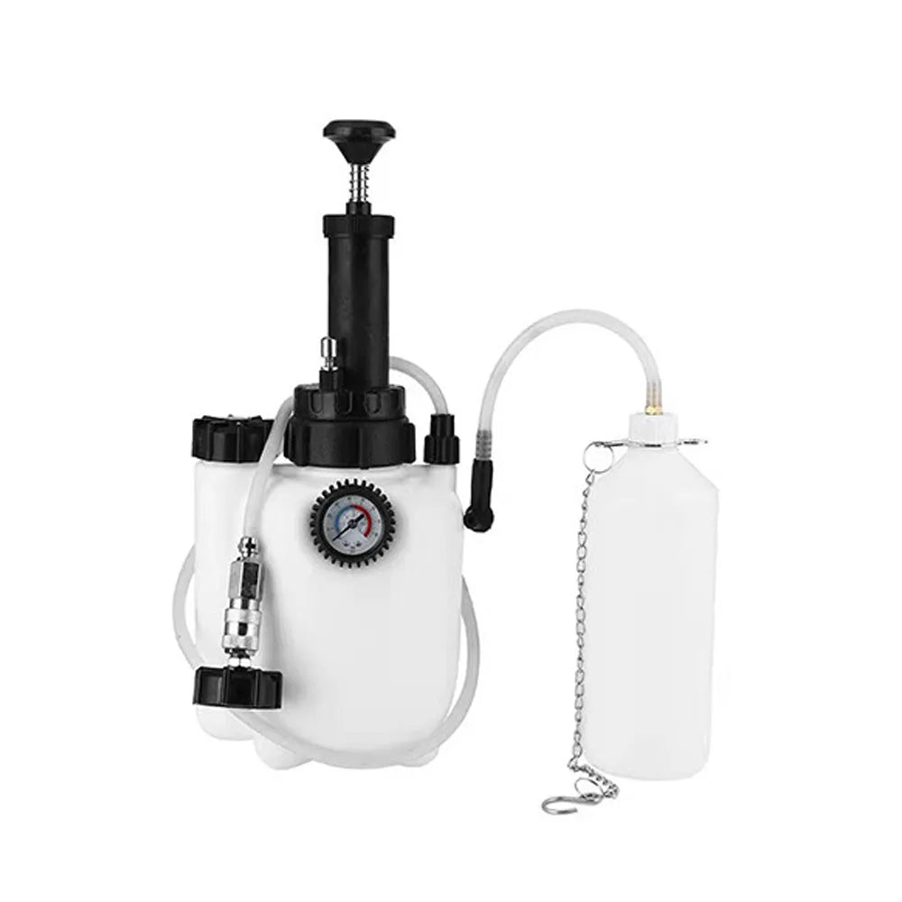 White 3-litre automotive brake fluid reservoir tool with copper and iron components