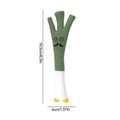 Green cartoon onion-shaped latex dog chew toy on white background