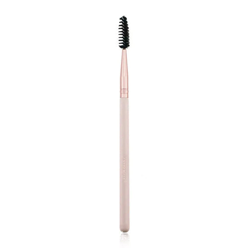 26 pink makeup brushes with wooden handles displayed in a open pink PU travel case