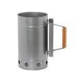 Zinc-iron alloy charcoal fire igniter starter with carbon bucket design for outdoor barbecues.