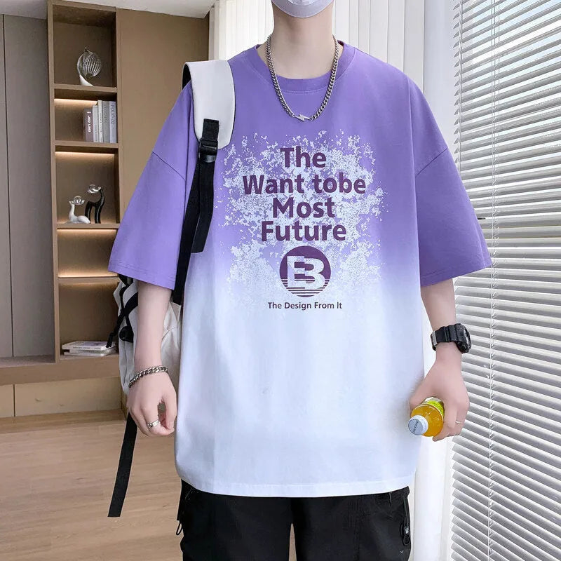 Boys youth popularity printed T-shirt with drop-shoulder sleeves in cotton-polyester blend, available in dark blue