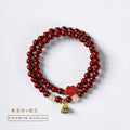 Purple gold cinnabar double circle bracelet with hand-woven lotus seedpod beads, 6mm, retro women's jewellery