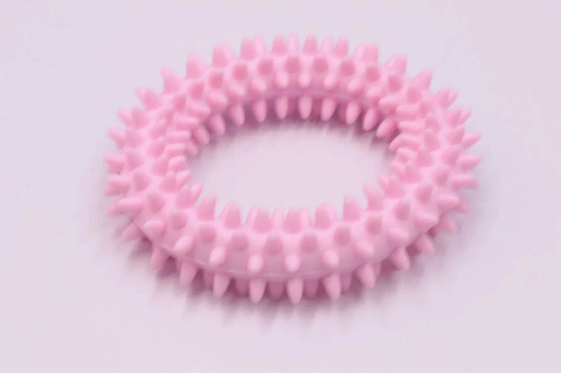 Spiky TPR circle ring dog chew toy in blue for teeth cleaning and bite training