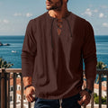 Loose solid colour cotton linen pullover beach shirt in army green