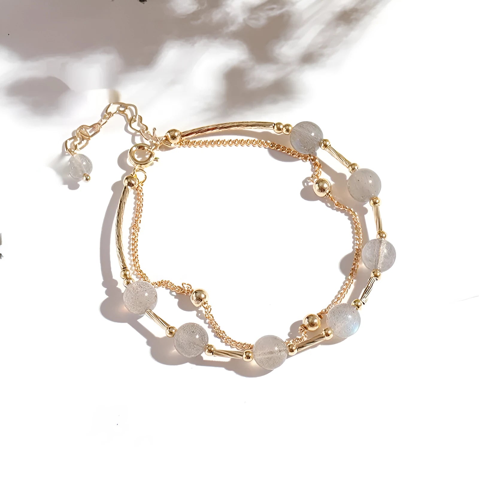 South Korean style crystal double copper tube bracelet with electroplated finish for women