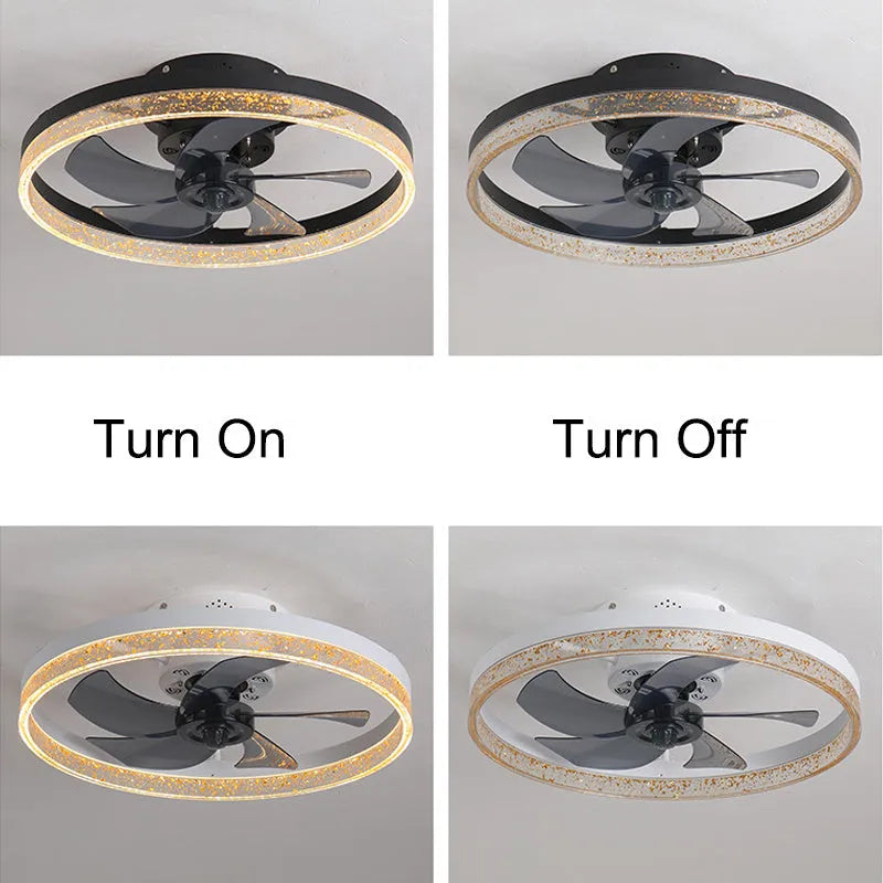 Nordic style remote control ceiling fan lamp with LED light and 50cm diameter.