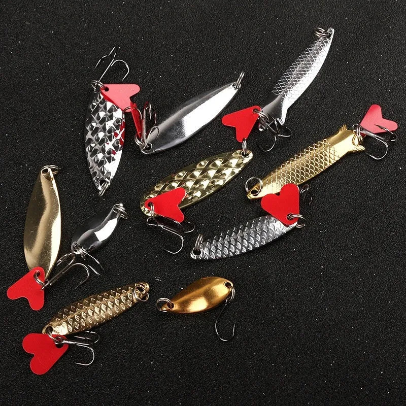 Metal pineapple sequins for fishing lure making in gold and silver colours with box packaging