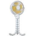 Battery operated octopus fan with flexible tripod legs, black, 2000mAh rechargeable, three speed settings