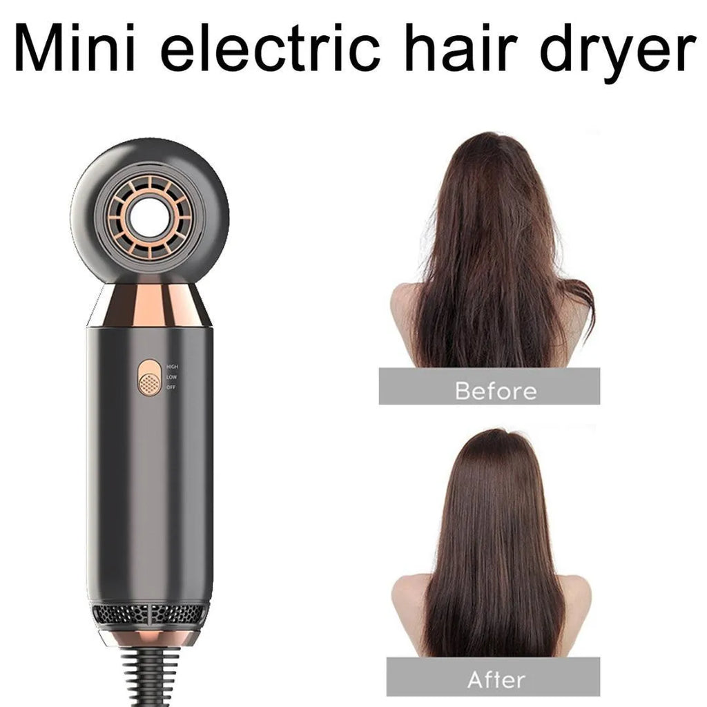 Leafless 800w portable hair dryer with hair diffuser accessory on a white background.