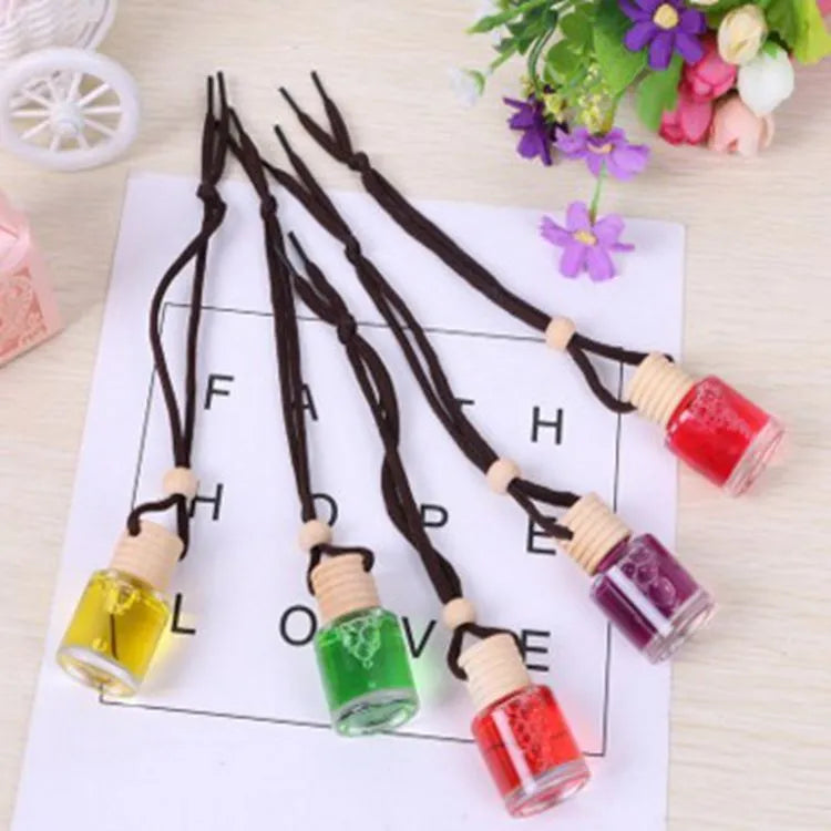 Glass bottle car air freshener hanging ornament with 55g lavender scent