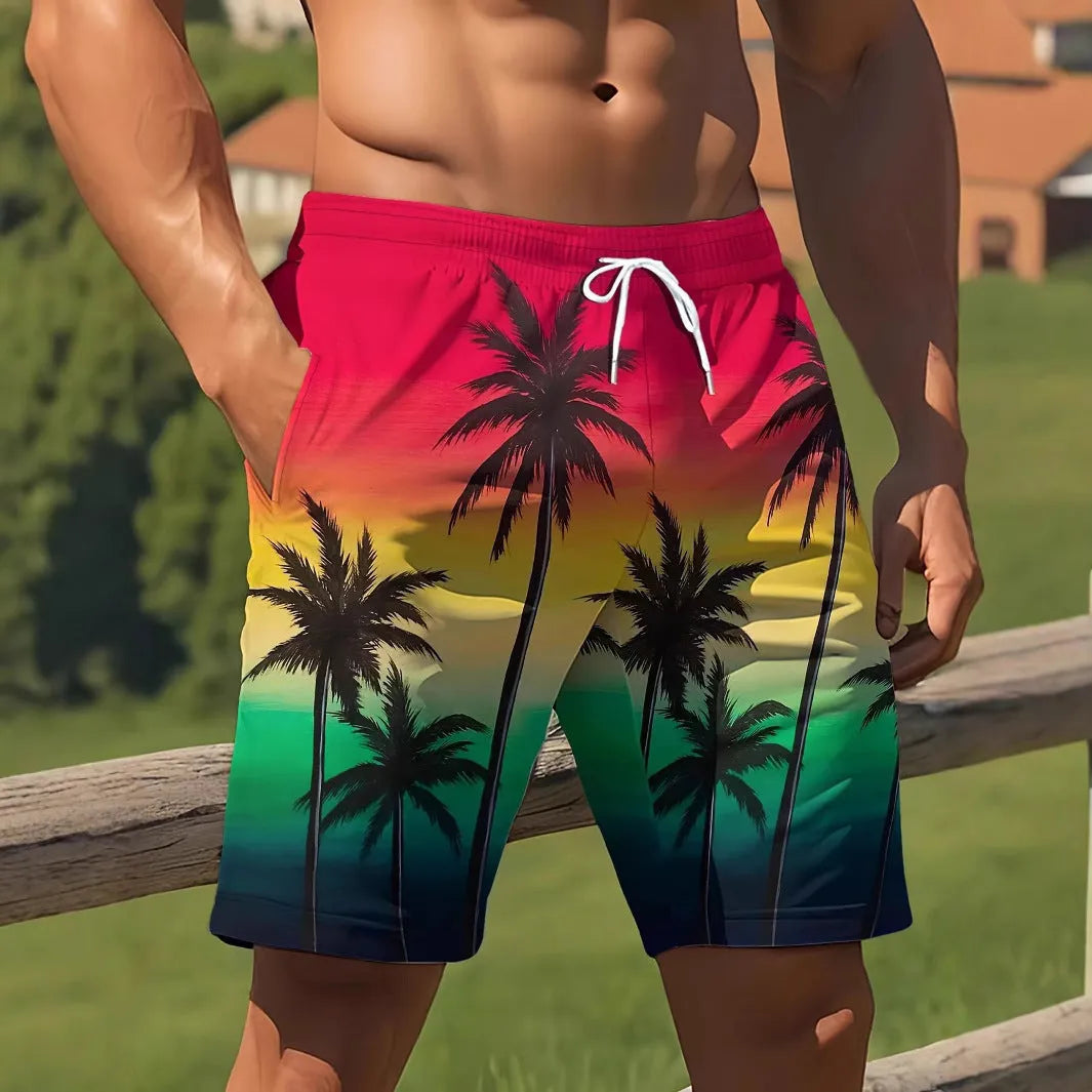 Men's quick-dry 3D print micro-elastic swimming trunks in colour ZC13, polyester fabric, size L
