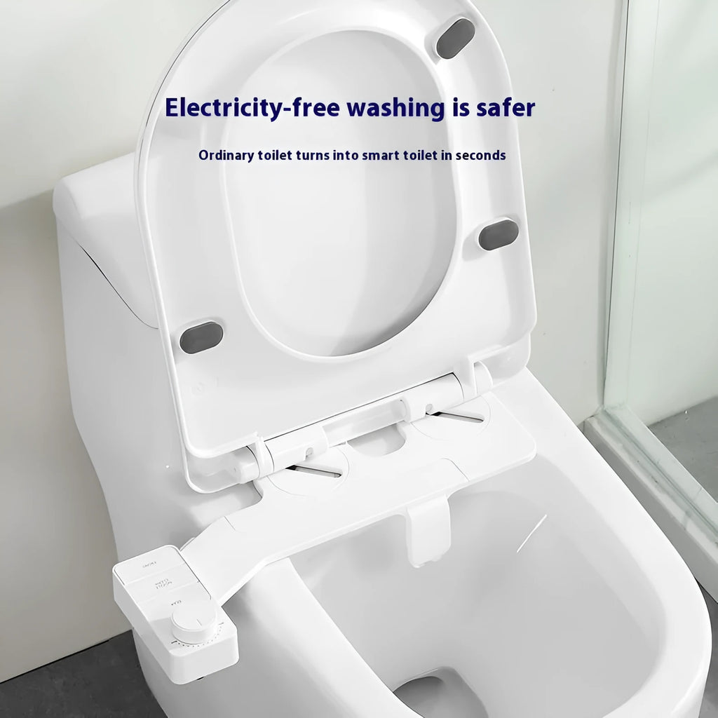 Pure white manual bidet attachment with split detachable design and one-click knob for water pressure control