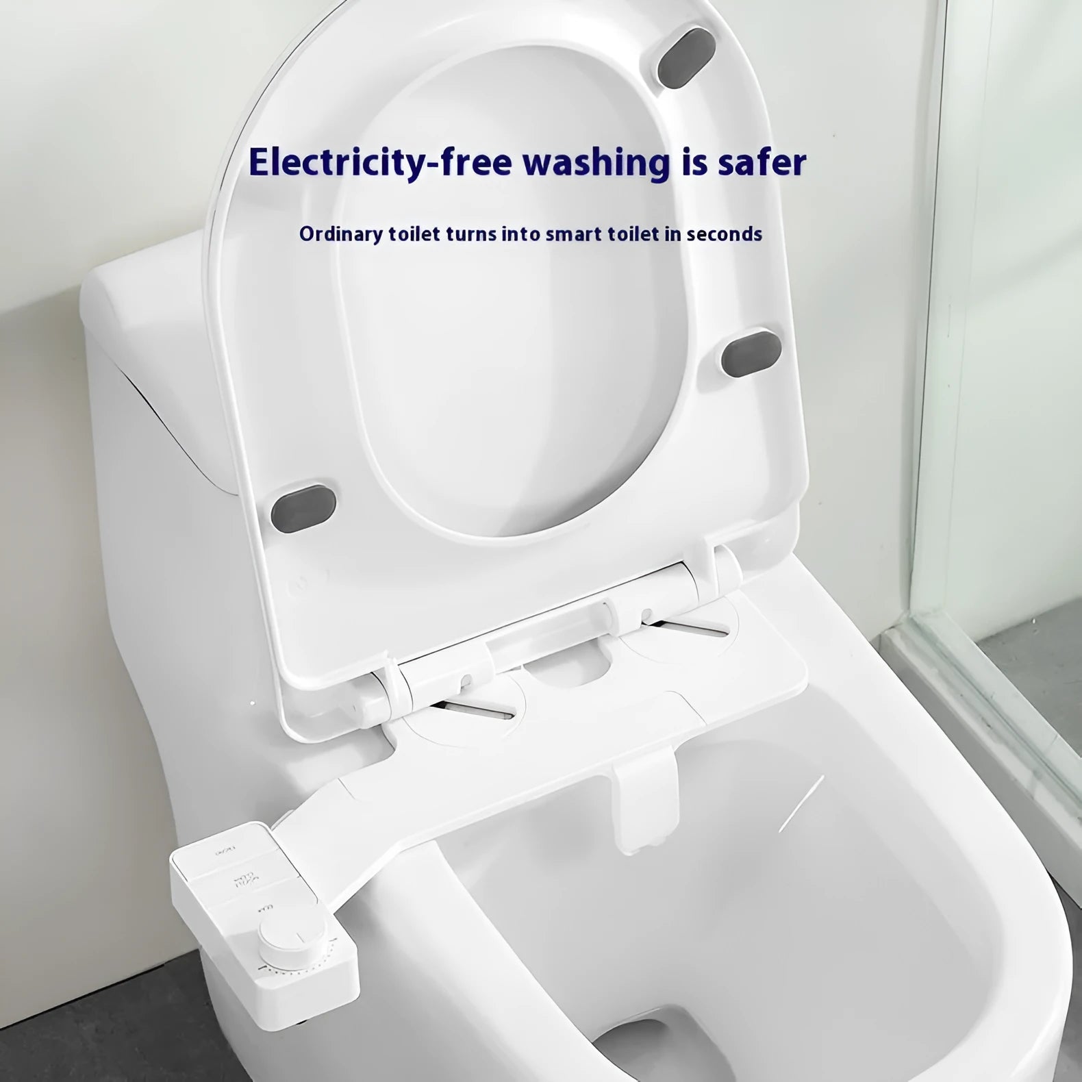 Pure white manual bidet attachment with split detachable design and one-click knob for water pressure control