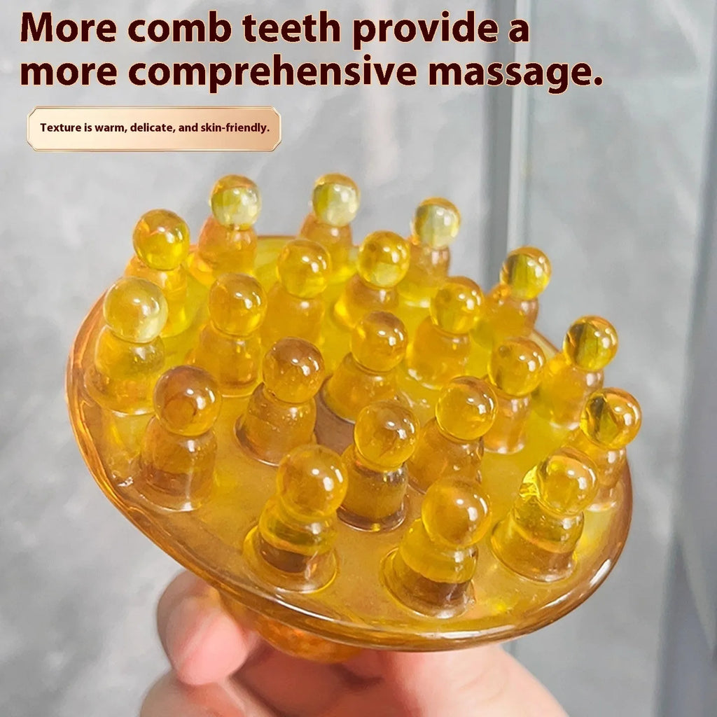 Disc massage comb with 21 teeth in brown colour for head meridian massage