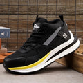 Anti-smashing steel toe cap flat knitted low top work boots rubber sole black colour side view